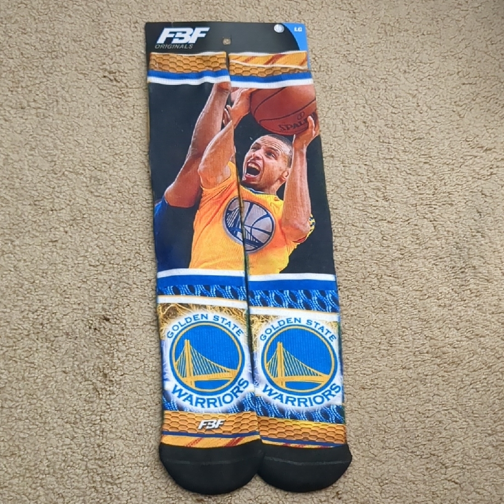 FBF Originals Golden State Warriors Socks - Black, Blue, Yellow